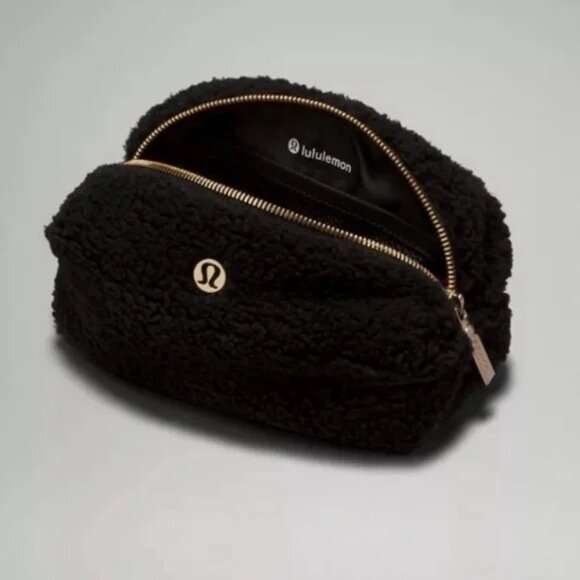 lululemon athletica Handbags - NWT Lululemon Feeling Ready Mini Pouch Black Fleece Makeup Travel Bag